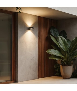 kelvo® AURA KLV-101-0113 Φωτιστικό Τοίχου - Απλίκα LED 7W 875lm 45° AC 220-240V Αδιάβροχο IP65 Θερμό Λευκό 2700K - Bridgelux COB Chip & TÜV SÜD Driver - Μαύρο Ματ - Μ15 x Π13 x Υ4.5cm - 5 Χρόνια Εγγύηση